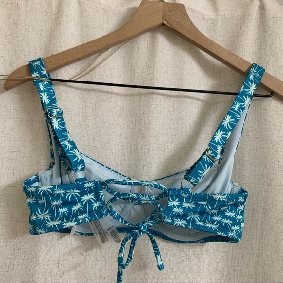 Victorias Secret Blue Palm Tree Underwire Balconette Bikini Top and Bottom M 34C - Picture 3 of 7